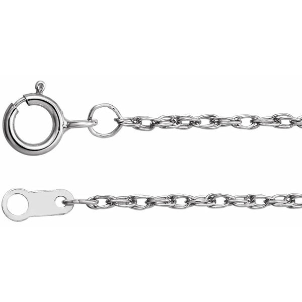 Solid 950 Platinum Pendant Rope Chain 1.3mm Width - Necklace Lengths: 16