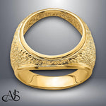 Load image into Gallery viewer, 14K Gold Coin Ring Mounting with Textured Design for Men - Available for 16.5mm or 17.8mm coins
