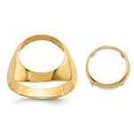 Load image into Gallery viewer, Gold Coin Ring Bezel Mounting with Plain Polished Design for 13mm 14mm 15mm 16mm 16.5mm 17.8mm 21.6mm 22mm Size Coins Made in Solid 14K Gold
