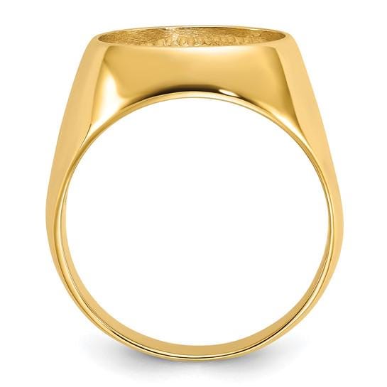 Gold Coin Ring Bezel Mounting with Plain Polished Design for 13mm 14mm 15mm 16mm 16.5mm 17.8mm 21.6mm 22mm Size Coins Made in Solid 14K Gold