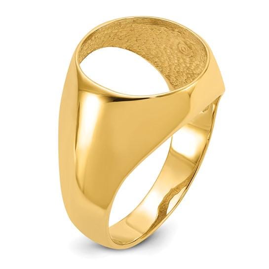 Gold Coin Ring Bezel Mounting with Plain Polished Design for 13mm 14mm 15mm 16mm 16.5mm 17.8mm 21.6mm 22mm Size Coins Made in Solid 14K Gold