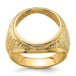 Load image into Gallery viewer, 14K Gold Coin Ring Mounting with Textured Design for Men - Available for 16.5mm or 17.8mm coins
