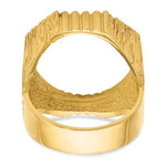 Load image into Gallery viewer, 14K Gold Mans Coin Ring Fluted and Bark Textured Design for Old US 2.50  Indian or Liberty 17.8mm Coin
