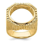 Load image into Gallery viewer, 14K Gold Mans Coin Ring Fluted and Bark Textured Design for Old US 2.50  Indian or Liberty 17.8mm Coin
