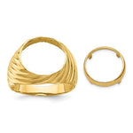 Load image into Gallery viewer, Gold Coin Ring Bezel Mounting with Swirl Ridges Design for 13mm 15mm 16.0mm 16.5mm 17.8mm Size Coins - Mans Ring - Made in Solid 14K Gold

