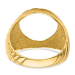 Load image into Gallery viewer, Gold Coin Ring Bezel Mounting with Swirl Ridges Design for 13mm 15mm 16.0mm 16.5mm 17.8mm Size Coins - Mans Ring - Made in Solid 14K Gold
