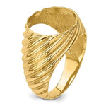 Load image into Gallery viewer, Gold Coin Ring Bezel Mounting with Swirl Ridges Design for 13mm 15mm 16.0mm 16.5mm 17.8mm Size Coins - Mans Ring - Made in Solid 14K Gold
