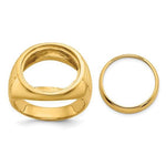 Load image into Gallery viewer, Gold Coin Ring Bezel Mounting with Ribbed Center Design for 16.5mm and 21.6mm Size Coins - Mans Ring - Made in Solid 14K Gold
