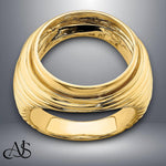 Load image into Gallery viewer, 14K Gold Coin Ring Mounting with Ridges Ribbed Sides Design for Men - Available for 16.5mm 17.8mm or 21.6mm coins
