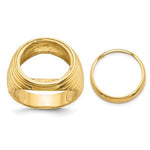 Load image into Gallery viewer, 14K Gold Coin Ring Mounting with Ridges Ribbed Sides Design for Men - Available for 16.5mm 17.8mm or 21.6mm coins

