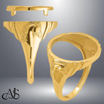 Load image into Gallery viewer, 14K Gold Coin Ring Mounting Horse Head Side Design for Men - Holds US 1/10th oz Eagle Gold Coin 16.5mm
