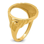 Load image into Gallery viewer, 14K Gold Coin Ring Mounting Horse Head Side Design for Men - Holds US 1/10th oz Eagle Gold Coin 16.5mm
