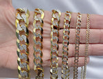 Load image into Gallery viewer, 10K Gold Solid Flat Cuban Link Chain Two-tone Diamond-cut Necklace &amp; Bracelets 2mm 2.5mm 3mm 3.5mm 4.5mm 5.5mm 7mm 8.3mm 9.7mm 11.5mm 13mm
