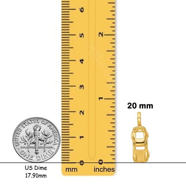 14K Yellow Gold 3D Sports Car Charm with Chain Necklace options