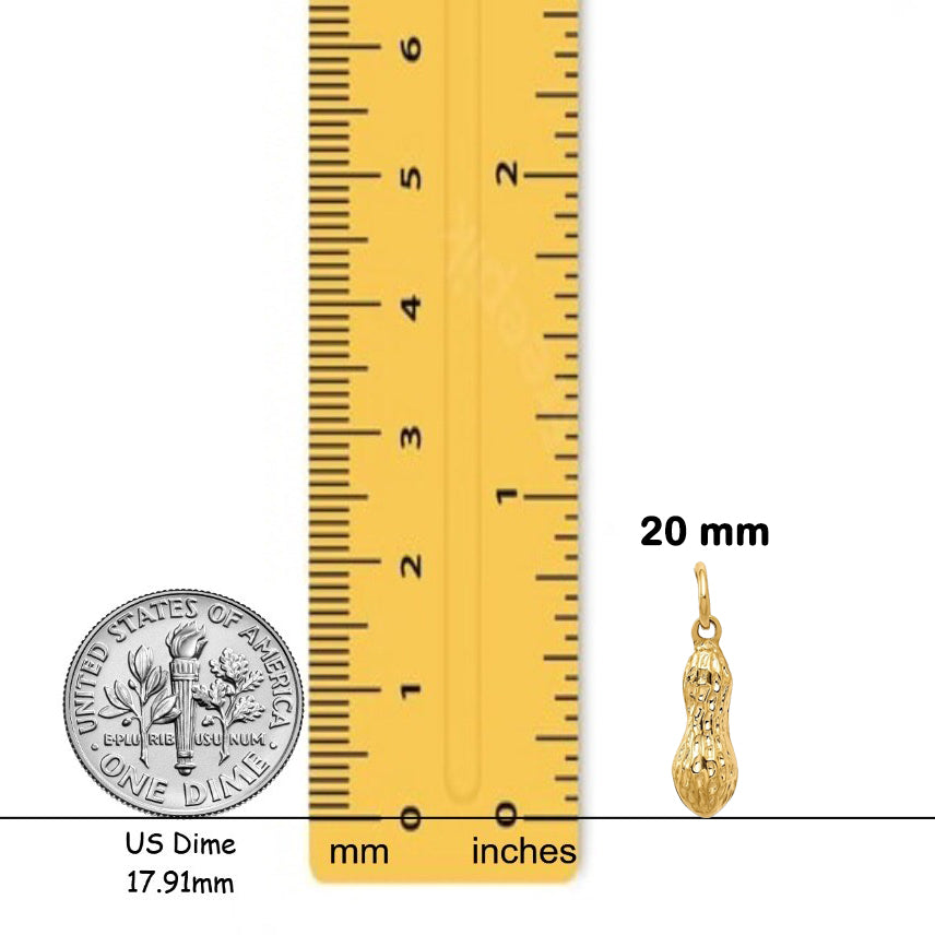 14K Yellow Gold 3D Peanut Charm with Chain Necklace options