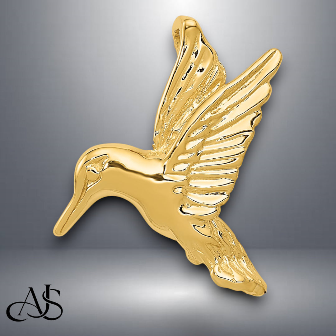 14K Yellow Gold Hummingbird Chain Slide with Chain Necklace options