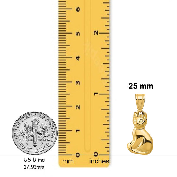 14K Yellow Gold Cat Charm with Chain Necklace options