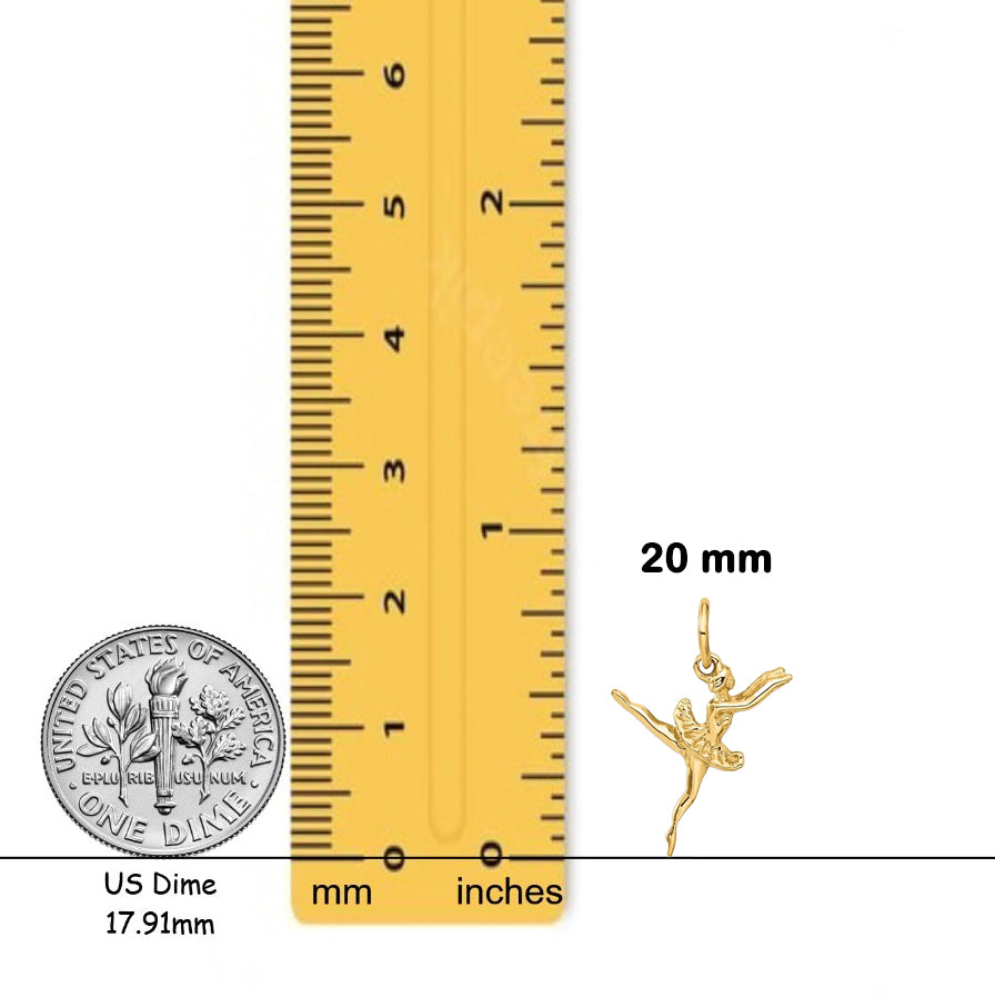 14K Yellow Gold 3D Ballerina Charm with Chain Necklace options