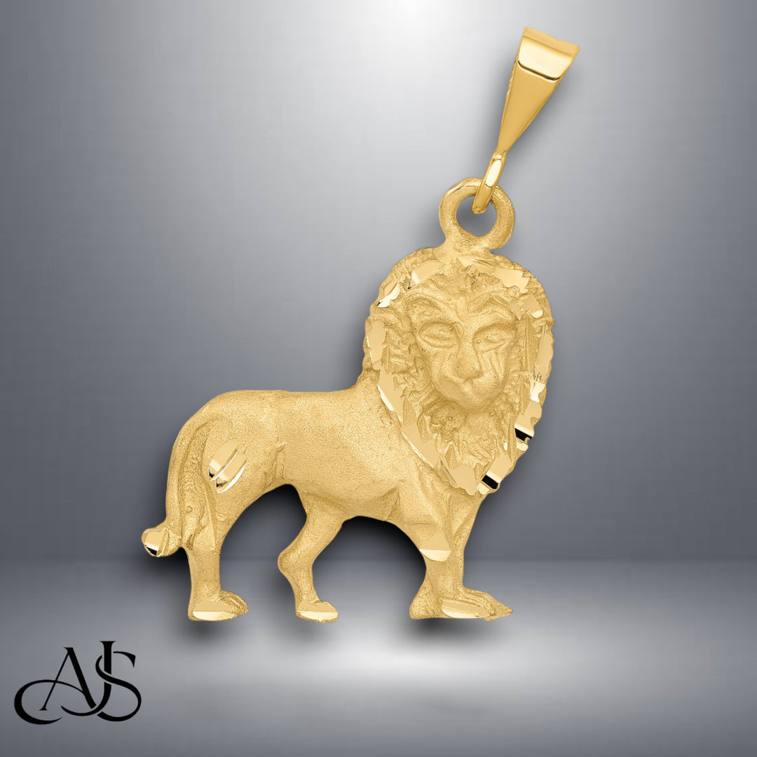14K Yellow Gold Lion Charm with Chain Necklace options