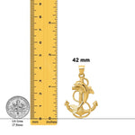 Load image into Gallery viewer, 14K Yellow Gold Dolphin on Anchor Charm with Chain Necklace options
