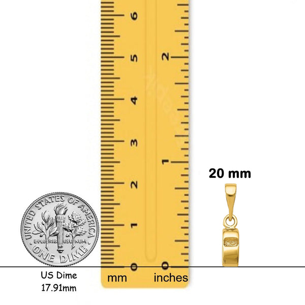 14K Yellow Gold 3D Sports Whistle Pendant with Chain Necklace options