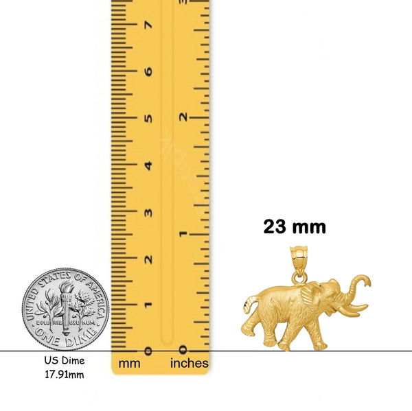 14K Yellow Gold Elephant Pendant with Chain Necklace options