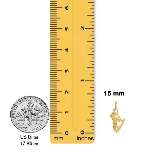 14K Yellow Gold 3D Ice Skate Charm with Chain Necklace options