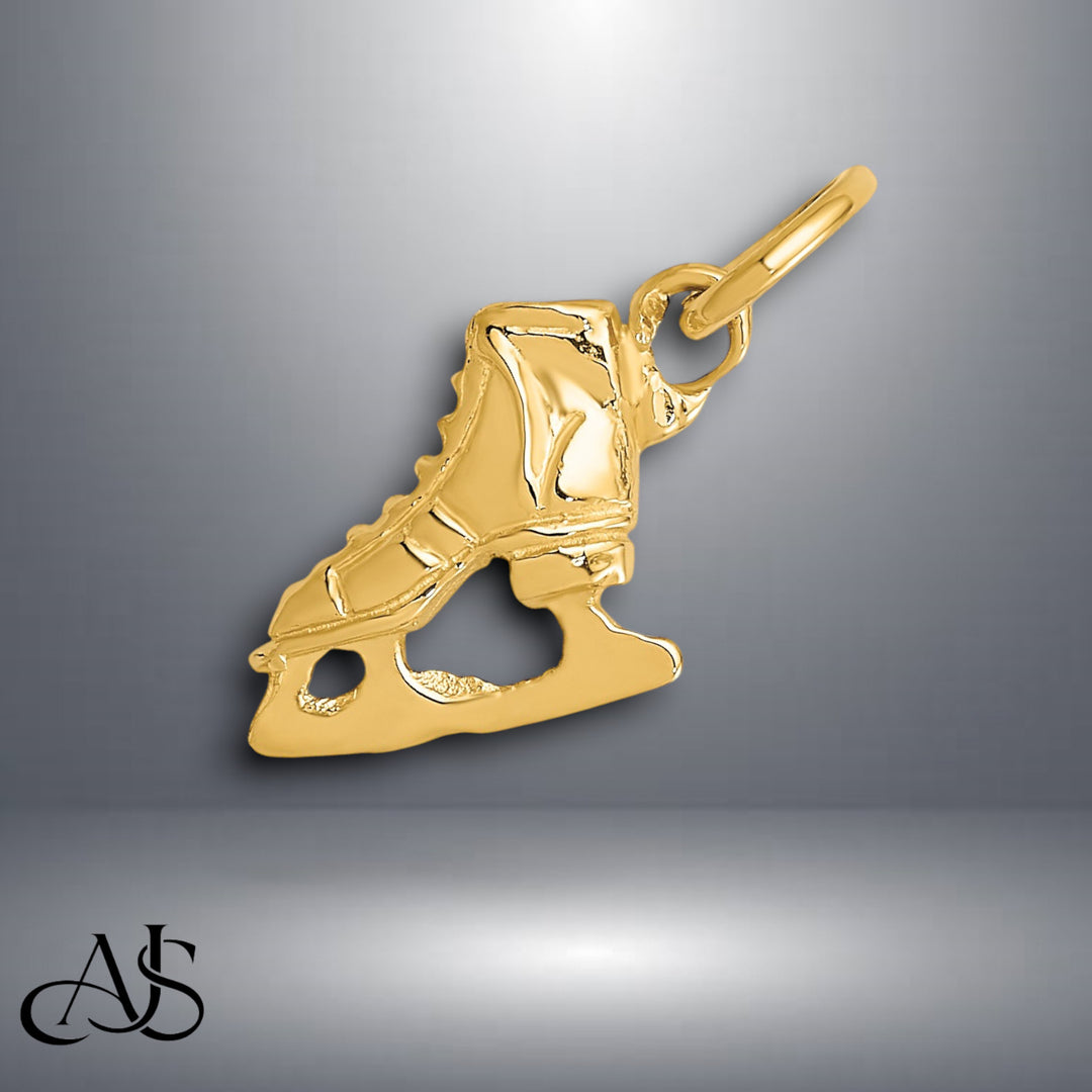 14K Yellow Gold 3D Ice Skate Charm with Chain Necklace options