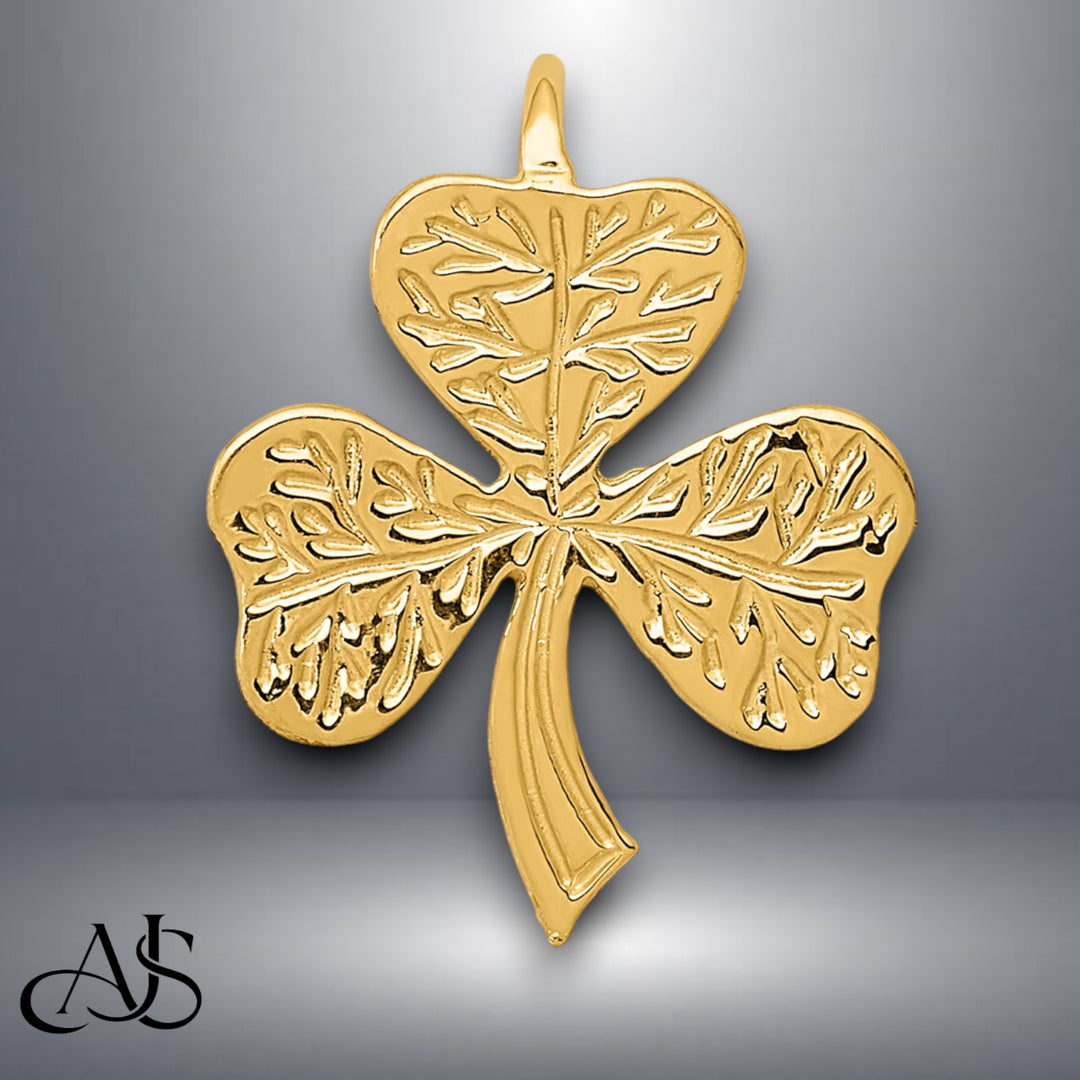 14K Yellow Gold Shamrock Chain Slide with Chain Necklace options