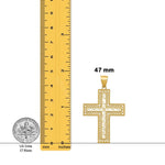 Load image into Gallery viewer, 14K Yellow Gold Greek Key Filigree Cross Pendant with Chain Necklace options
