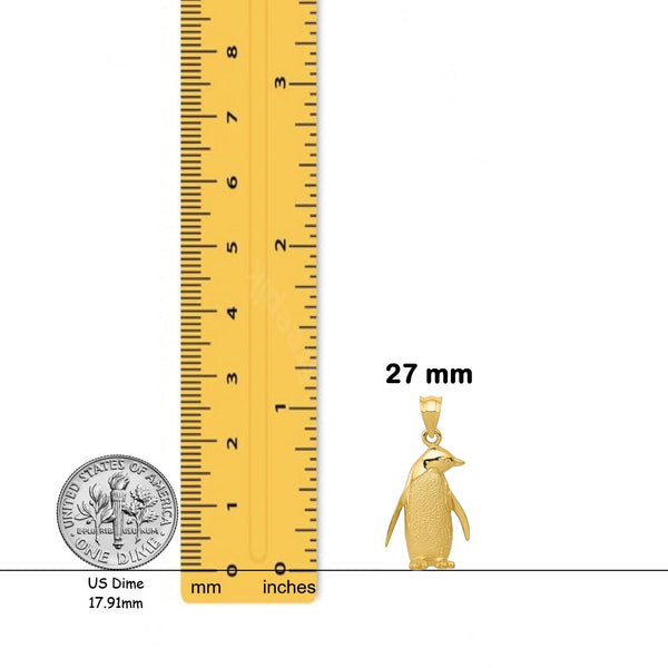 14K Yellow Gold Penguin Charm with Chain Necklace options