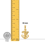 Load image into Gallery viewer, 14K Yellow Gold Mariners Cross w/Eagle Pendant with Chain Necklace options
