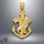 Load image into Gallery viewer, 14K Yellow Gold Mariners Cross w/Eagle Pendant with Chain Necklace options
