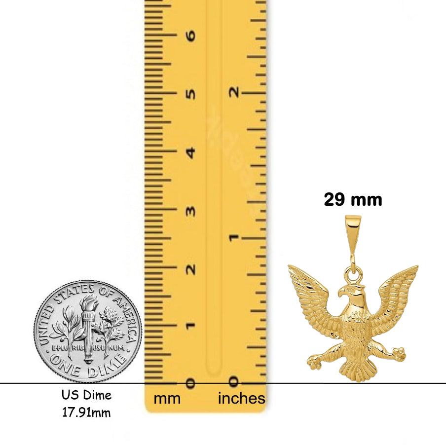 14K Yellow Gold Eagle Charm with Chain Necklace options