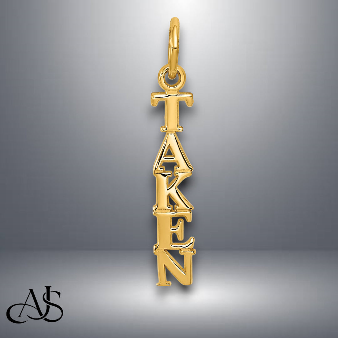 14K Yellow Gold Polished TAKEN Charm with Chain Necklace options