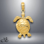 Load image into Gallery viewer, 14K Yellow Gold Solid Polished 3-D Moveable Turtle Pendant with Chain Necklace options

