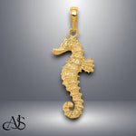 Load image into Gallery viewer, 14K Yellow or White Gold Polished Open-Backed Seahorse Pendant with Chain Options
