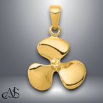Load image into Gallery viewer, 14K Yellow Gold Polished 3-D Propeller Pendant with Necklace Chain Options

