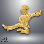 Load image into Gallery viewer, 14K Yellow Gold Satin Diamond-cut Open-Backed Karate Female Chain Slide with Chain Necklace options

