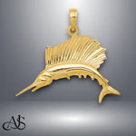 Load image into Gallery viewer, 14K Yellow Gold Polished Sailfish Pendant with Chain Necklace options
