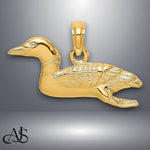 Load image into Gallery viewer, 14K Yellow Gold Solid Polished 3-Dimensional Mallard Charm with Chain Necklace options
