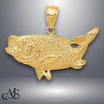 Load image into Gallery viewer, 14K Yellow Gold Polished Open-Backed Bass Fish Pendant with Chain Necklace options
