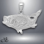 Load image into Gallery viewer, 14K White Gold Polished Open-Backed Bass Fish Pendant with Chain Options
