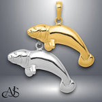 Load image into Gallery viewer, 14K Yellow or White Gold Solid Polished Manatee Pendant with Chain Options
