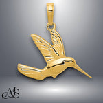 Load image into Gallery viewer, 14K Yellow Gold Hummingbird in Flight Pendant with Chain Options
