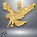 Load image into Gallery viewer, 14K Yellow Gold Textured Eagle Landing Pendant with Chain Options
