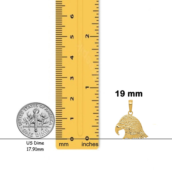 14K Yellow Gold Eagle Head Pendant with Chain Options