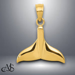 Load image into Gallery viewer, 14K Yellow Gold Solid Polished Open-Backed Whale Tail Pendant with Chain Options
