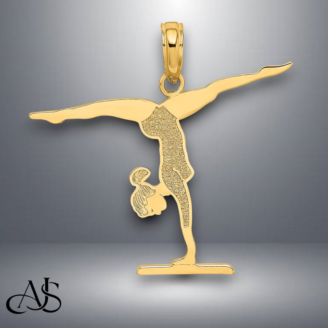 14K Yellow Gold Gymnastics Floor Charm with Chain Options