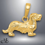 Load image into Gallery viewer, 14K Yellow Gold Long-Haired Dachshund Dog Pendant with Chain Options
